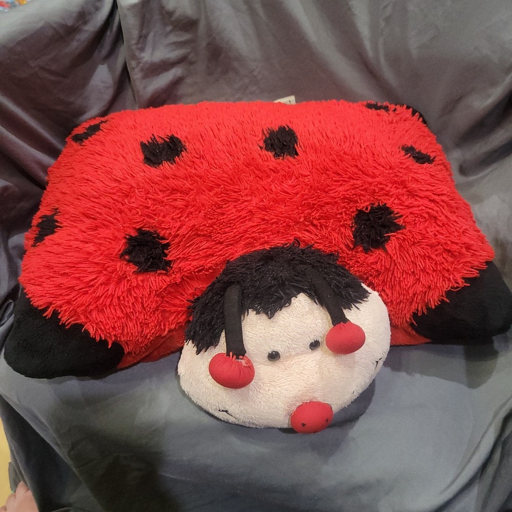 2010 Rare retired Pillow Pet Ladybug Red Black Soft Stuffed Plush Sanitized